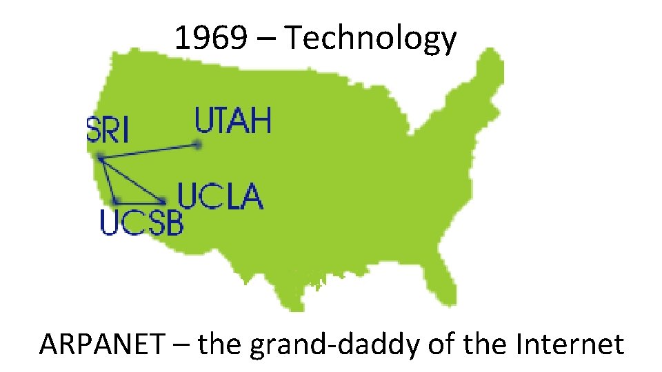 1969 – Technology ARPANET – the grand-daddy of the Internet 