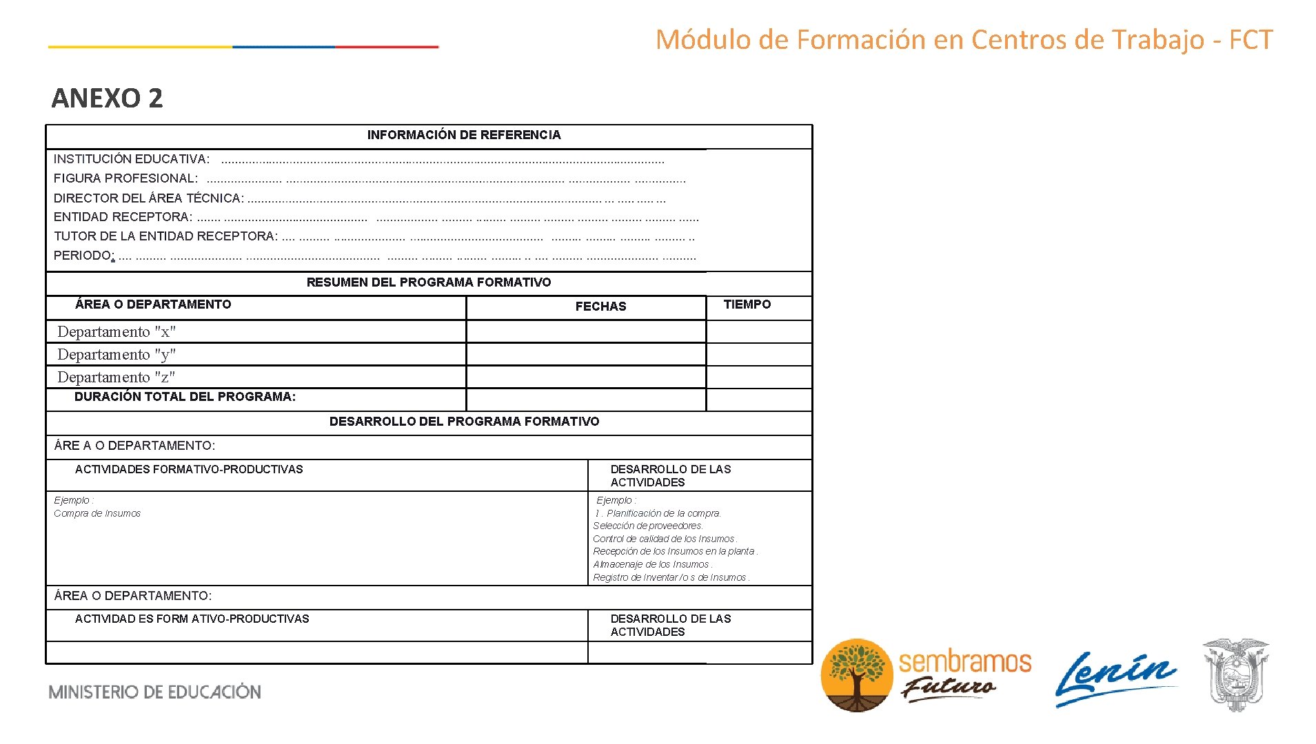 Módulo de Formación en Centros de Trabajo - FCT ANEXO 2 INFORMACIÓN DE REFERENCIA