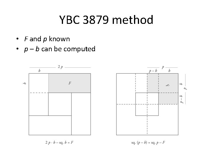 YBC 3879 method • F and p known • p – b can be