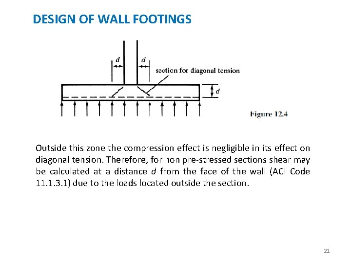 DESIGN OF WALL FOOTINGS Outside this zone the compression effect is negligible in its