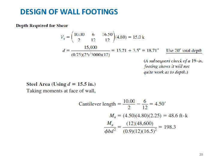 DESIGN OF WALL FOOTINGS 28 