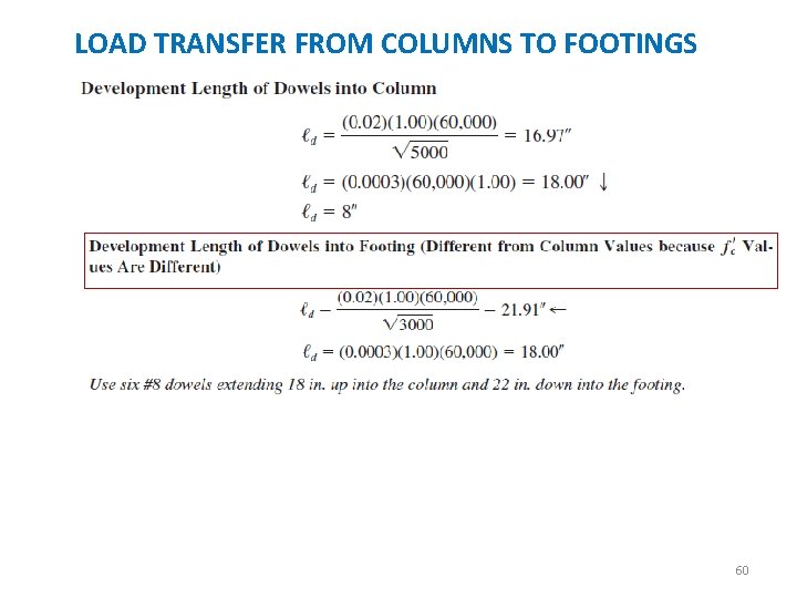 LOAD TRANSFER FROM COLUMNS TO FOOTINGS 60 