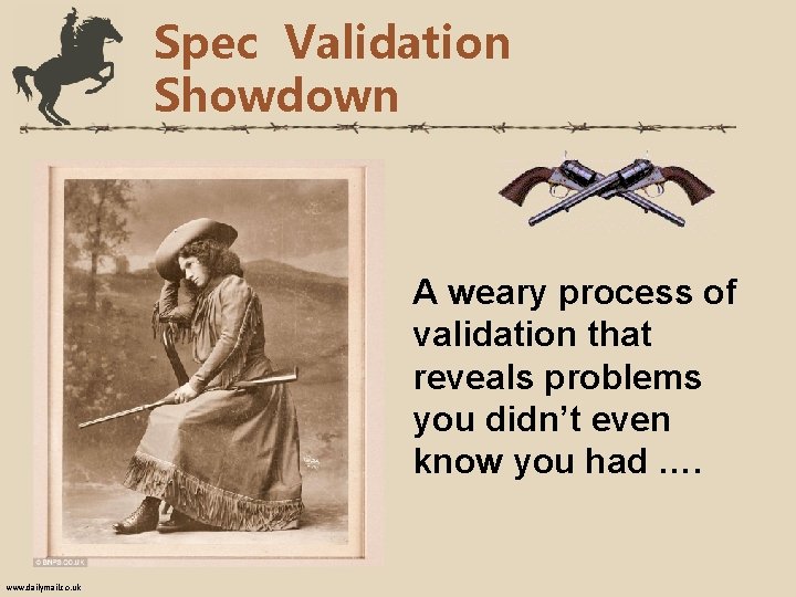Spec Validation Showdown A weary process of validation that reveals problems you didn’t even