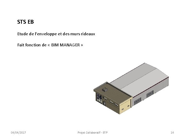 STS EB Etude de l’enveloppe et des murs rideaux Fait fonction de « BIM