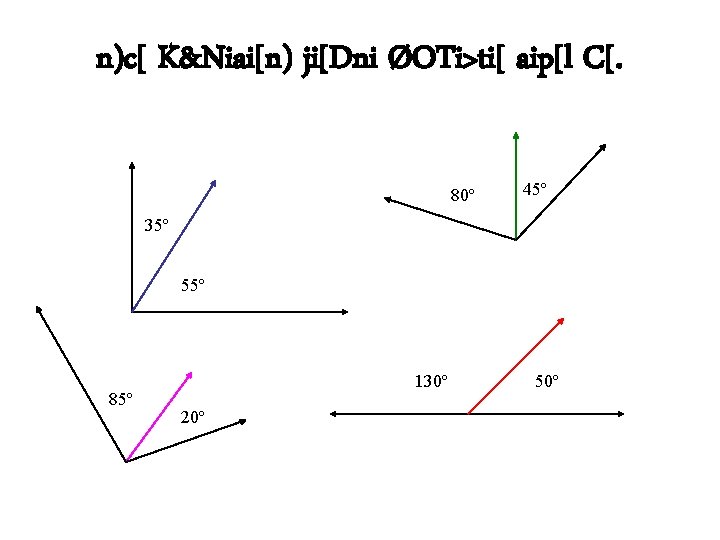 n)c[ K&Niai[n) ji[Dni ØOTi>ti[ aip[l C[. 80º 45º 35º 55º 85º 130º 20º 50º