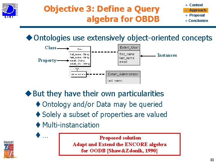 Objective 3: Define a Query algebra for OBDB Context u Approach u Proposal u