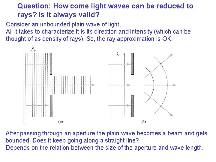 Question: How come light waves can be reduced to rays? Is it always valid?