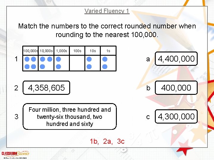 Varied Fluency 1 Match the numbers to the correct rounded number when rounding to