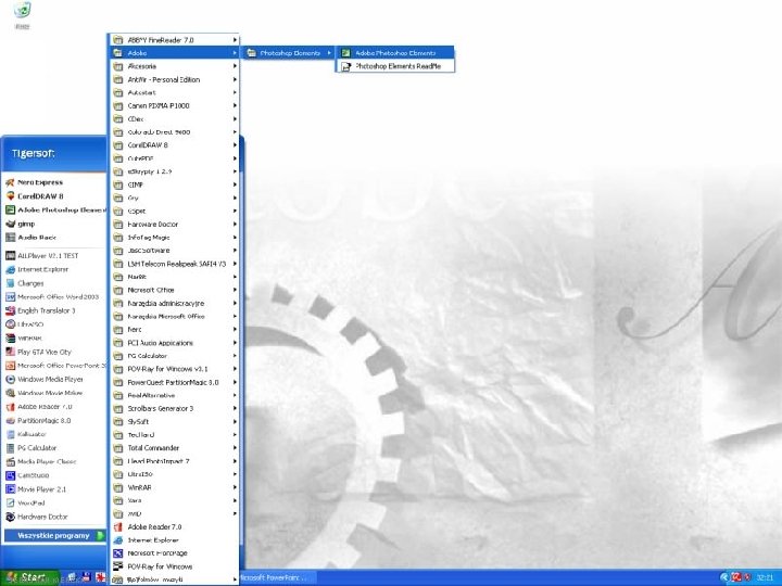 2. URUCHOMIENIE PROGRAMU Po zainstalowaniu program można uruchomić wybierając START, a następnie: PROGRAMY ADOBE