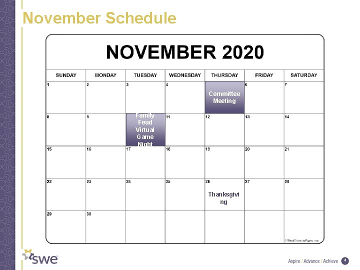 November Schedule Committee Meeting Family Feud Virtual Game Night Thanksgivi ng 4 