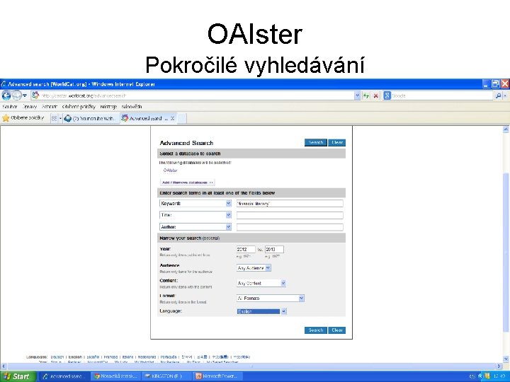 OAIster Pokročilé vyhledávání 