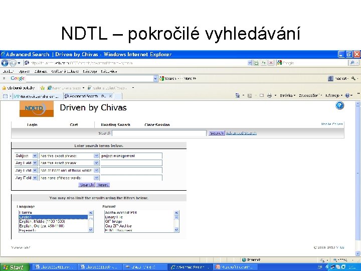 NDTL – pokročilé vyhledávání 