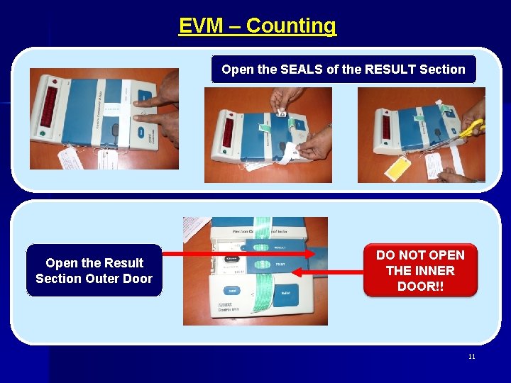 EVM – Counting Open the SEALS of the RESULT Section Open the Result Section