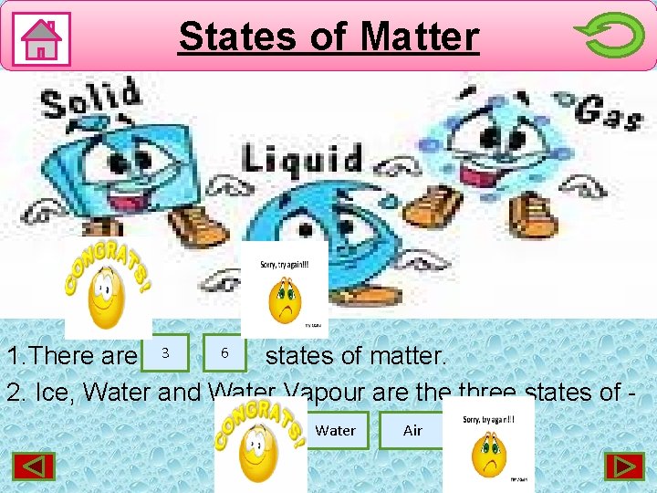 States of Matter 6 1. There are 3 states of matter. 2. Ice, Water