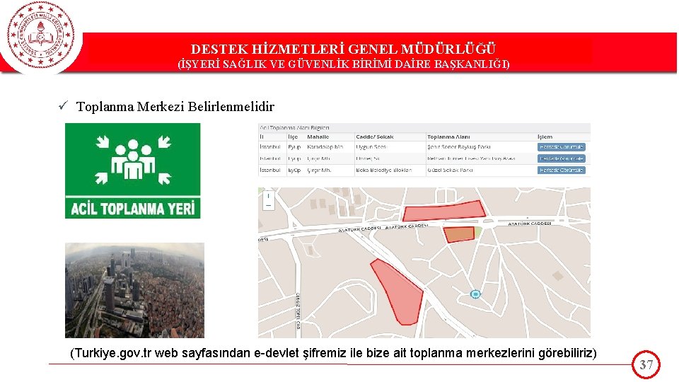 DESTEK HİZMETLERİ GENEL MÜDÜRLÜĞÜ DESTEK(İŞYERİ HİZMETLERİ GENEL MÜDÜRLÜĞÜ SAĞLIK VE GÜVENLİK BİRİMİ DAİRE BAŞKANLIĞI)