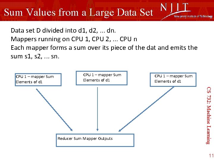 Sum Values from a Large Data Set Data set D divided into d 1,