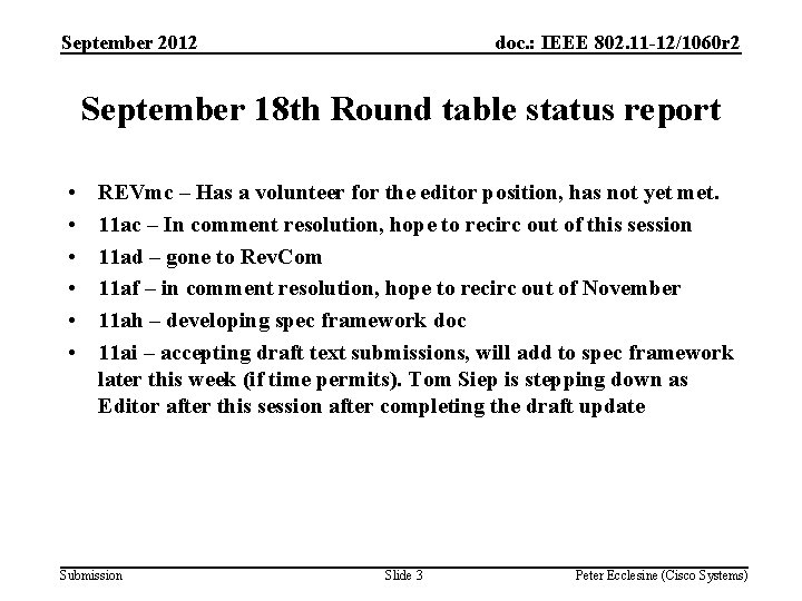 September 2012 doc. : IEEE 802. 11 -12/1060 r 2 September 18 th Round