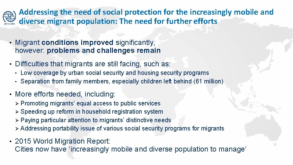 Addressing the need of social protection for the increasingly mobile and diverse migrant population: