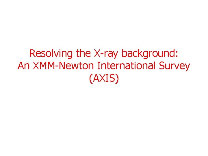 Resolving the X-ray background: An XMM-Newton International Survey (AXIS) 