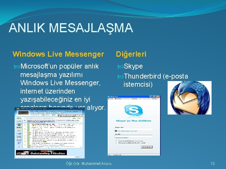 ANLIK MESAJLAŞMA Windows Live Messenger Diğerleri Microsoft’un popüler anlık mesajlaşma yazılımı Windows Live Messenger,