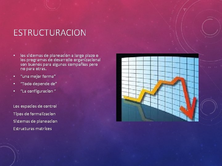 ESTRUCTURACION • los sistemas de planeación a largo plazo o los programas de desarrollo