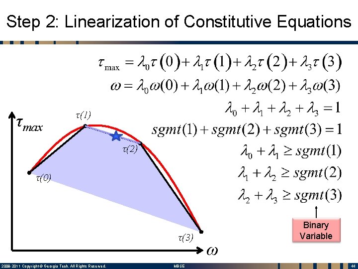 Step 2: Linearization of Constitutive Equations τmax τ(1) τ(2) τ(0) τ(3) 2008 -2011 Copyright