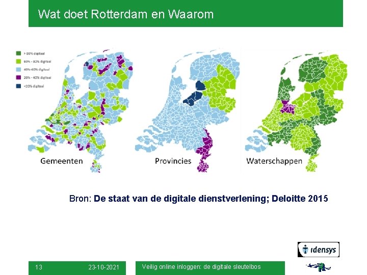 Wat doet Rotterdam en Waarom Bron: De staat van de digitale dienstverlening; Deloitte 2015