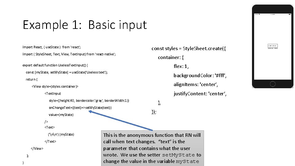 Example 1: Basic input const styles = Style. Sheet. create({ import React, { use. Example 1: Basic input const styles = Style. Sheet. create({ import React, { use.