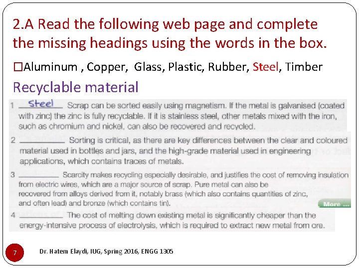 2. A Read the following web page and complete the missing headings using the