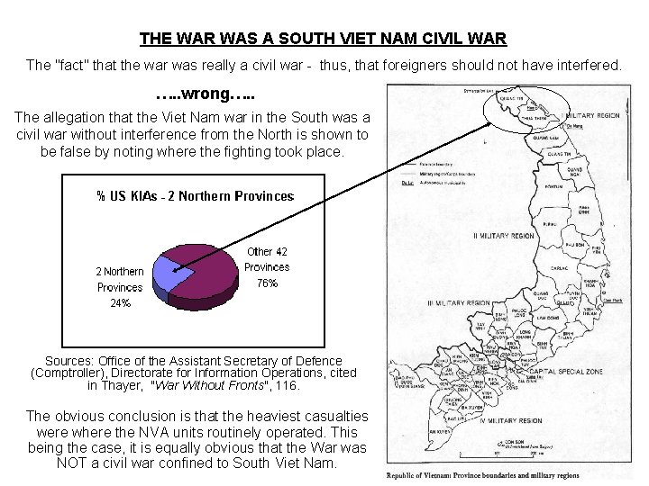 THE WAR WAS A SOUTH VIET NAM CIVIL WAR The "fact" that the war