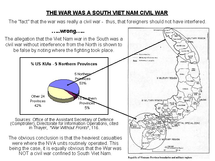 THE WAR WAS A SOUTH VIET NAM CIVIL WAR The "fact" that the war