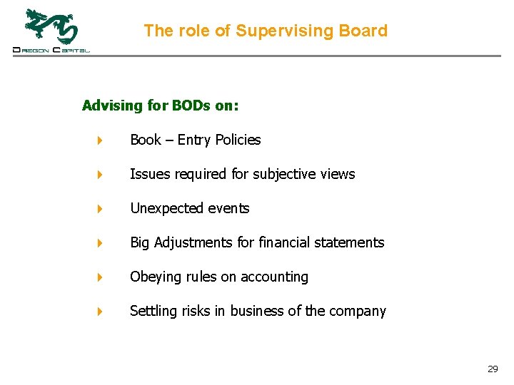 The role of Supervising Board Advising for BODs on: 4 Book – Entry Policies