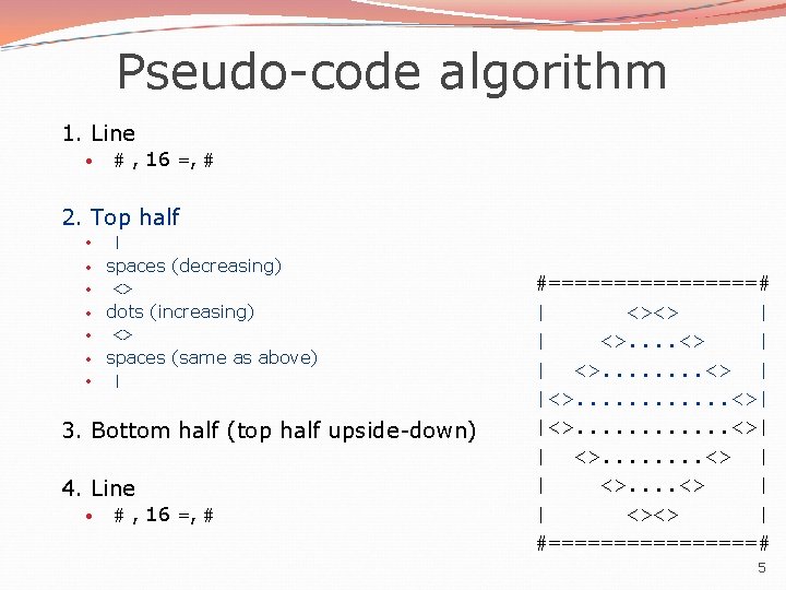 Pseudo-code algorithm 1. Line • # , 16 =, # 2. Top half • Pseudo-code algorithm 1. Line • # , 16 =, # 2. Top half •