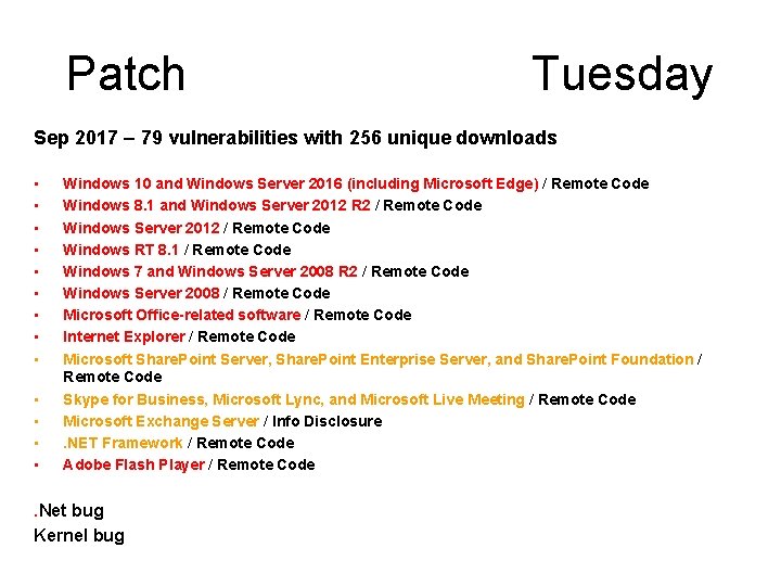 Patch Tuesday Sep 2017 – 79 vulnerabilities with 256 unique downloads • • •