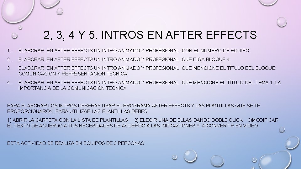 2, 3, 4 Y 5. INTROS EN AFTER EFFECTS 1. ELABORAR EN AFTER EFFECTS