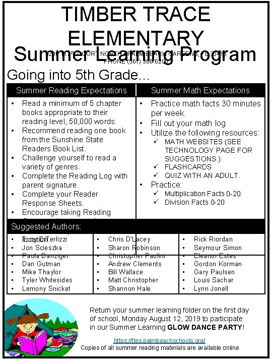 TIMBER TRACE ELEMENTARY Summer Learning Program 5200 117