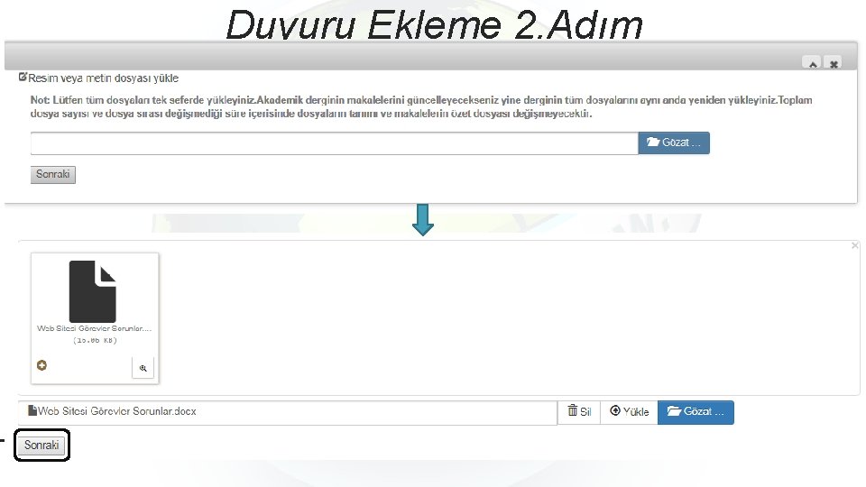 Duyuru Ekleme 2. Adım 