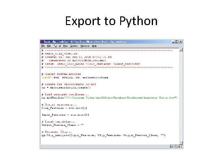 Export to Python 