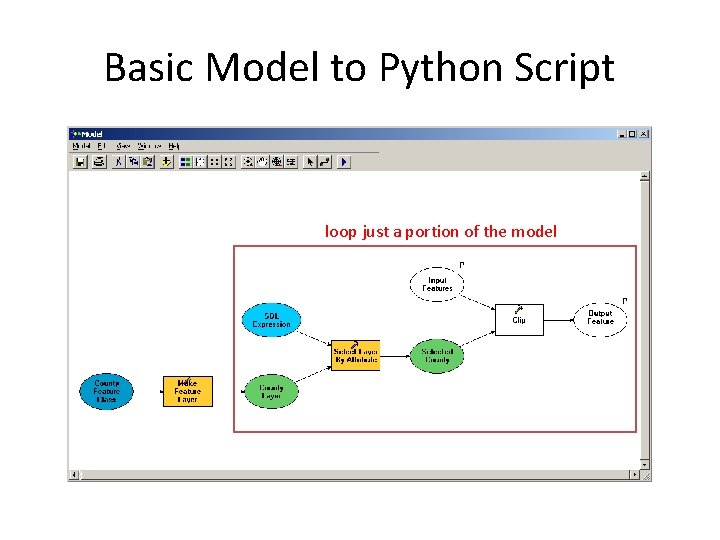 Basic Model to Python Script loop just a portion of the model 