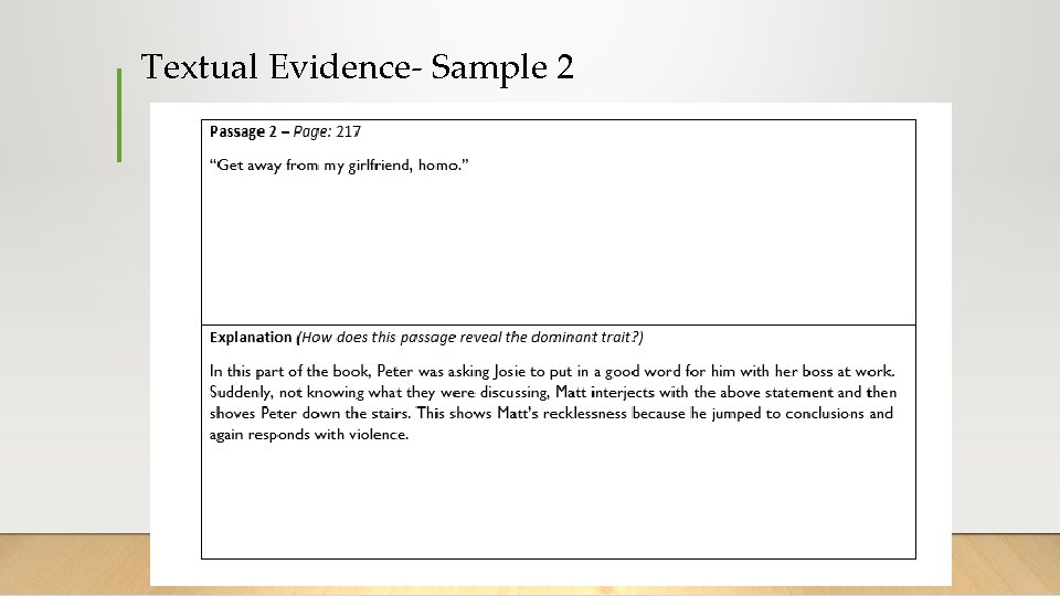 Textual Evidence- Sample 2 