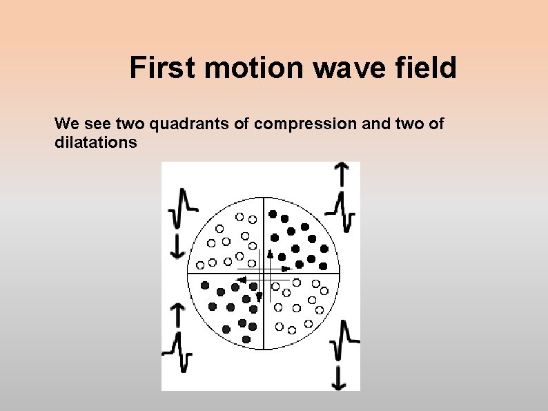 First motion wave field We see two quadrants of compression and two of dilatations