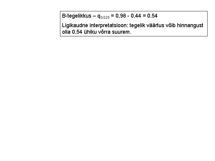 B-tegelikkus – q 0. 025 = 0, 98 - 0, 44 = 0. 54