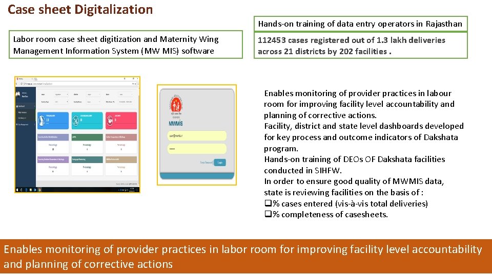 Case sheet Digitalization Hands-on training of data entry operators in Rajasthan Labor room case