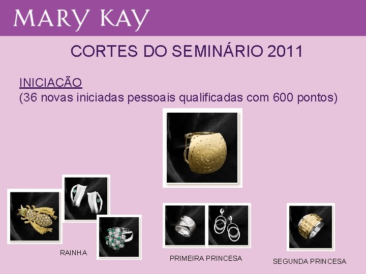 CORTES DO SEMINÁRIO 2011 INICIAÇÃO (36 novas iniciadas pessoais qualificadas com 600 pontos) RAINHA CORTES DO SEMINÁRIO 2011 INICIAÇÃO (36 novas iniciadas pessoais qualificadas com 600 pontos) RAINHA