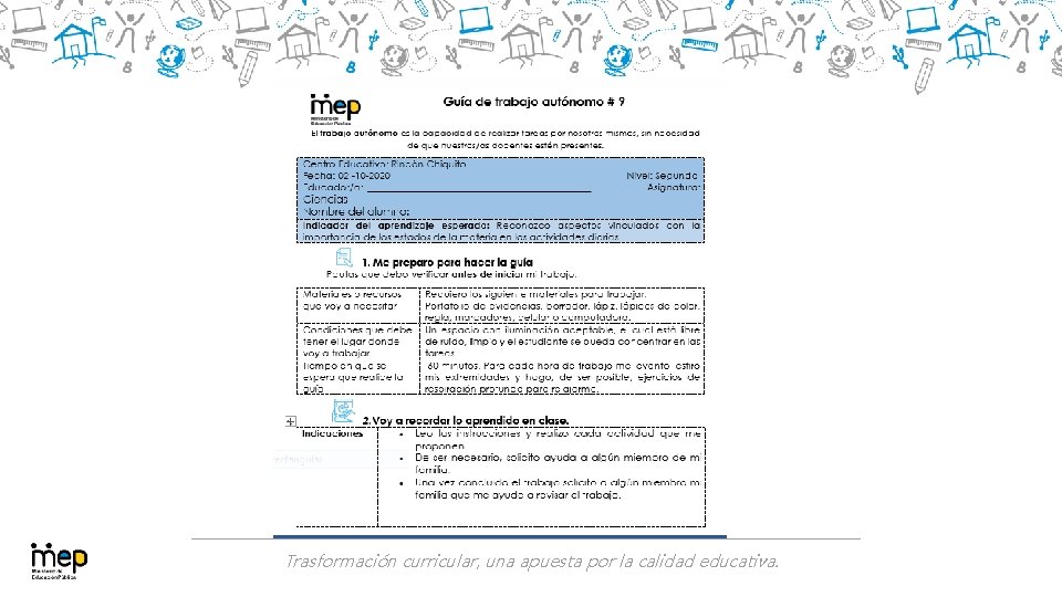 Trasformación curricular, una apuesta por la calidad educativa. 