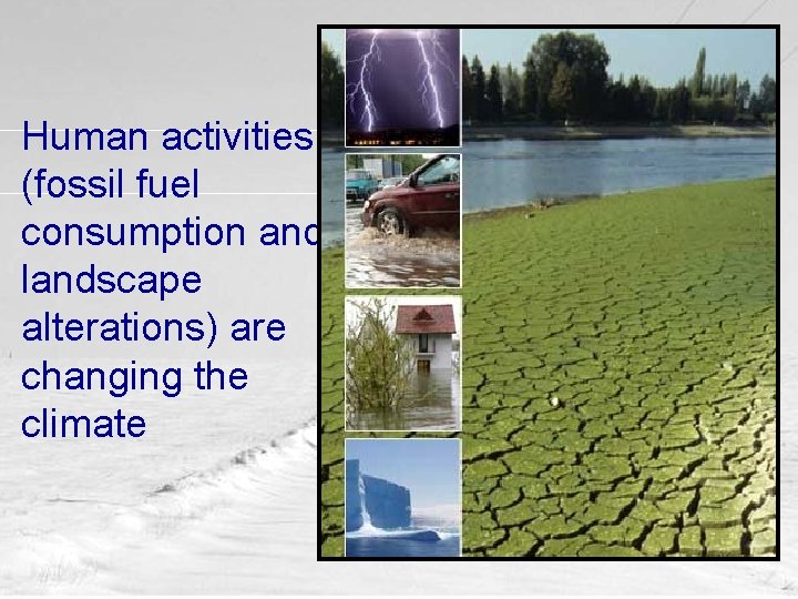 Human activities (fossil fuel consumption and landscape alterations) are changing the climate 