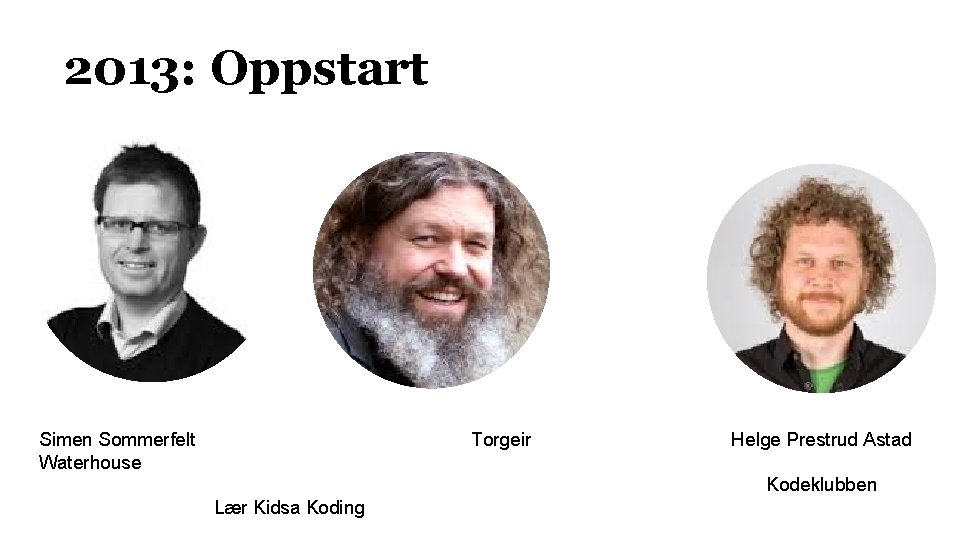 2013: Oppstart Simen Sommerfelt Waterhouse Torgeir Helge Prestrud Astad Kodeklubben Lær Kidsa Koding 