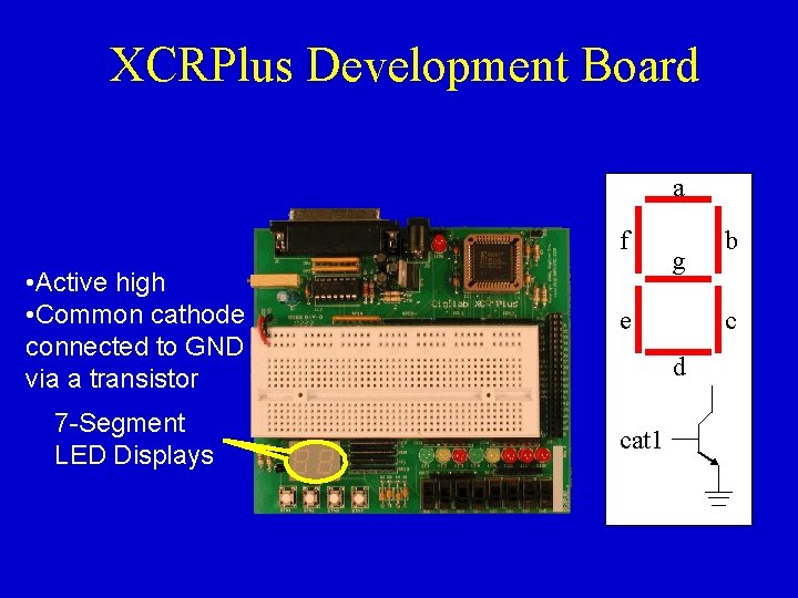 XCRPlus Development Board a f • Active high • Common cathode connected to GND
