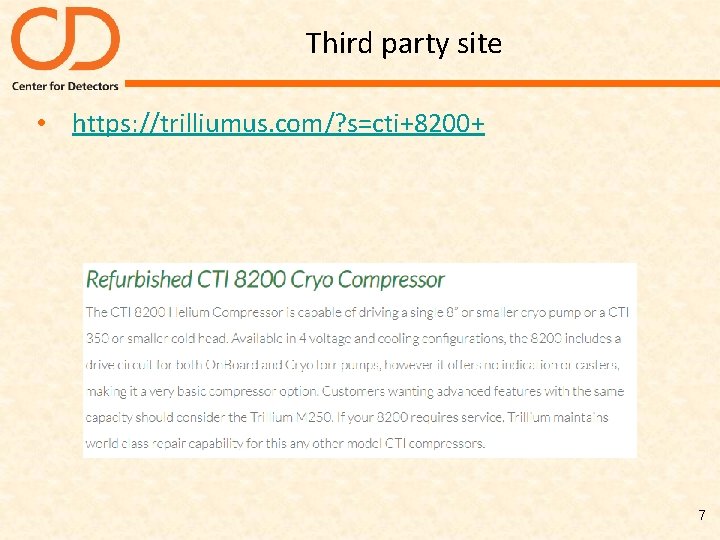 Third party site • https: //trilliumus. com/? s=cti+8200+ 7 