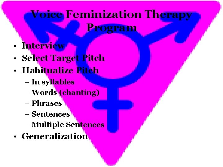 Voice Feminization Therapy Program • Interview • Select Target Pitch • Habitualize Pitch –